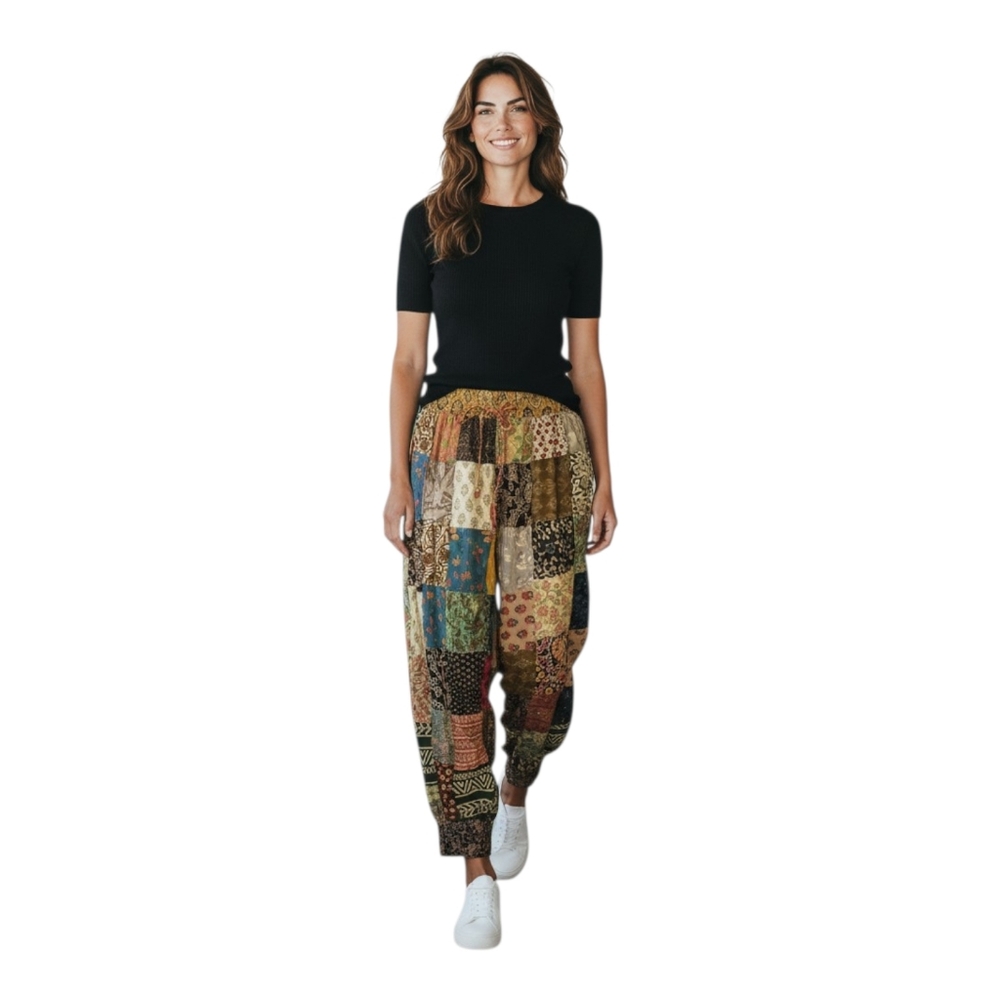 VINI Vintage Womens Patchwork Harem Boho Hippie Artsy Pants Free Size (Sm/Med)